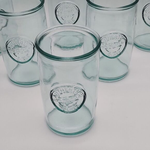 Vintage San Miguel 100% Authentic Recycled Glass 16oz Tumblers Set Of 6 - Picture 2 of 5